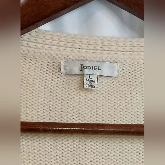 Cream Open Front Cardigan Rust Black Stripes Native Long Southwest Large Pockets - Picture 3 of 6